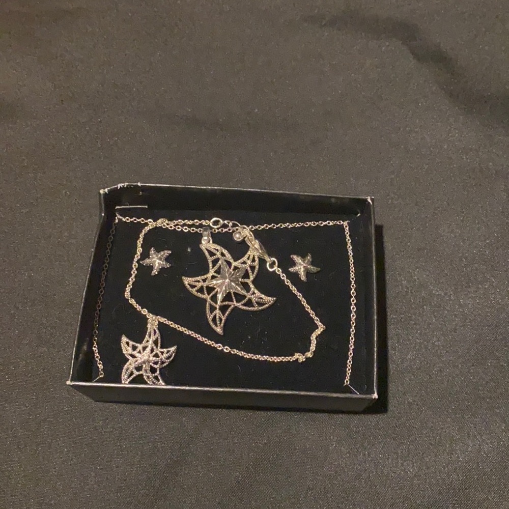 anklet, necklace, and ear ring set